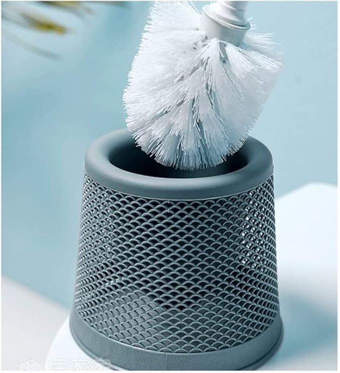 Toilet Brush Toilet Brush and Holder Openwork Base Stainless Steel Handle Toilet Brush Set Floor Standing Bathroom Brush Toilet Tools (Color : Dark Blue, Size : 13.5 * 47.5cm)
