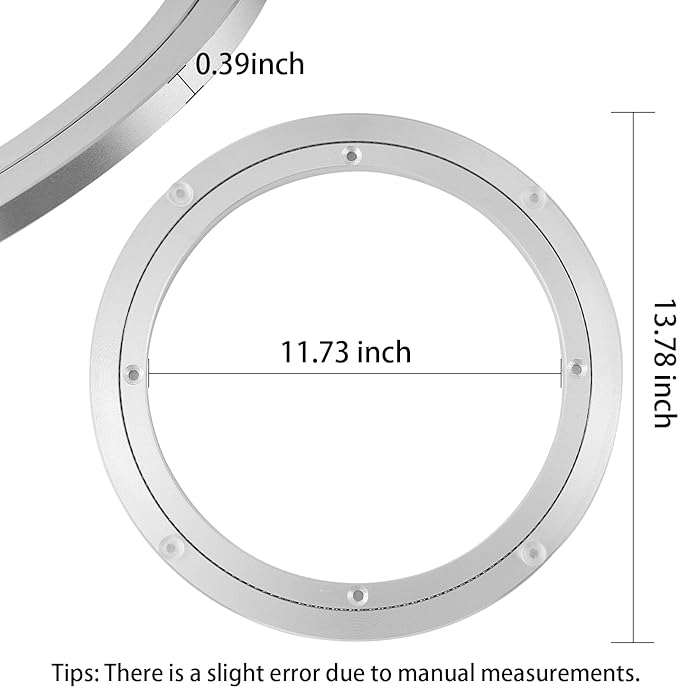 QDiShi 14 Inch Lazy Susan, Heavy Duty Swivel Turntable Aluminum Bearing Metal Rotating Turntable Bearings Swivel Plate Hardware for Dining-Table and Workbench (14 inch)