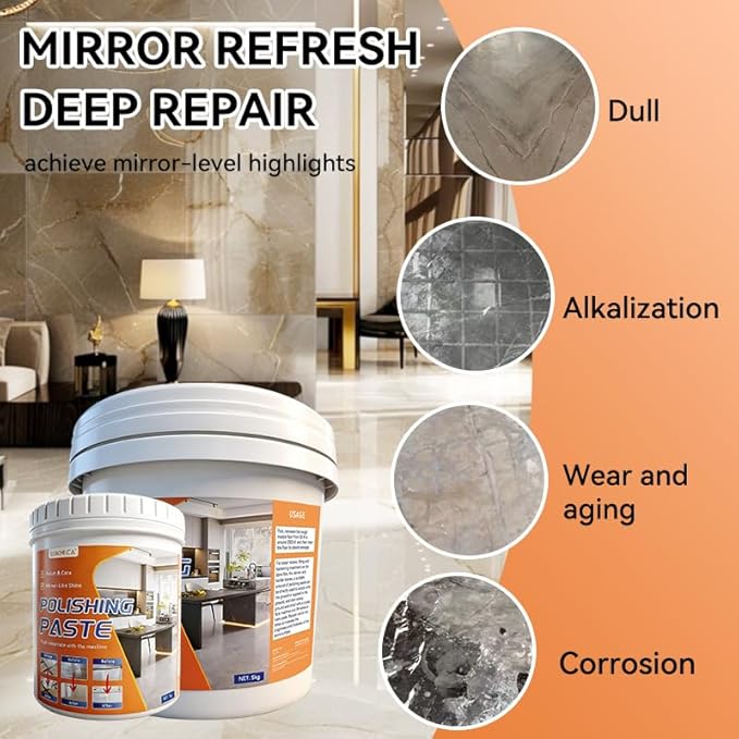 Professional Nature Stone Polishing Kit with Paste | Sealer & Protectant for Marble, Granite, Quartz Countertops, Floors & Walls - Must Be Used with Polishing Machine (1kg)
