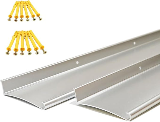 Aluminum Overhead Door Rain Drip Cap Guard for Exterior Door and Window Top,43.3” Drip Edge Flashing,Deflectord,Diverter, Anodized 2PCS Silver