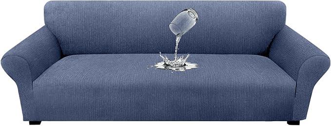 Waterproof Couch Cover, Stretch Non-Slip Oversized Sofa Slipcover with Elastic Bottom Stay-in-Place - Leakproof Furniture Protector for Kids & Pets - Washable (Oversized Sofa, Blue Gray)