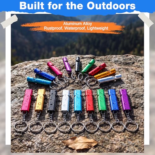 Tellegloww 90 PCS Emergency Whistle with Keychain Bulk, Aluminum - Image 3