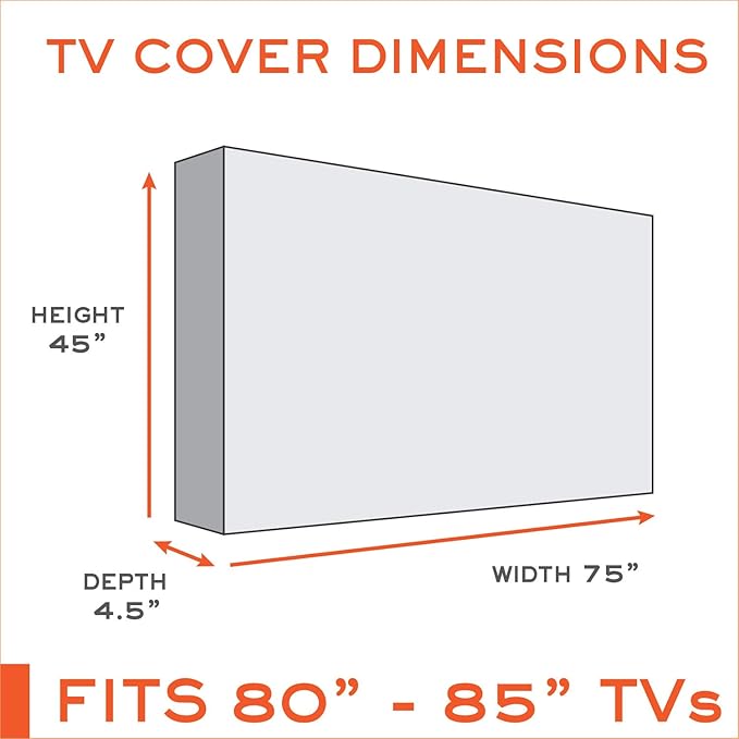 Outdoor TV Cover 80-85 inch - WITH FRONT FLAP - Weatherproof, Waterproof protection, Soft Interior, With Bottom cover - Black