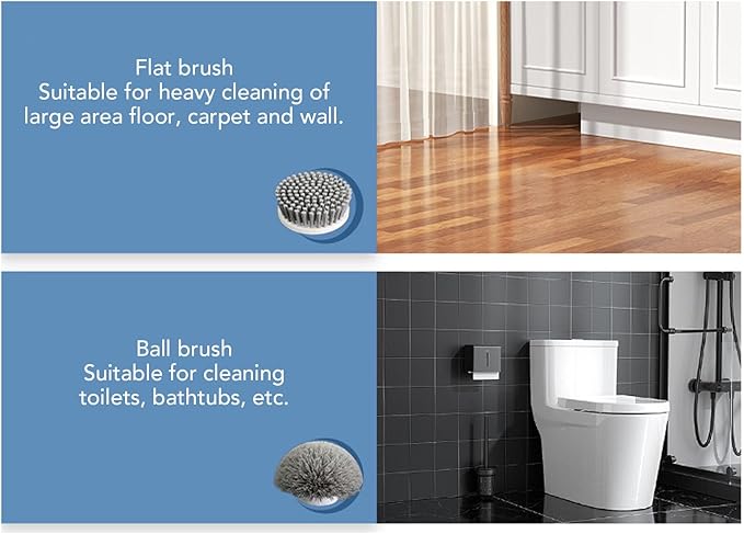 Electric Rotating Scrubber, Electric Cleaning Brush with Detachable Long Handle, Power Shower Scrubber, Multifunctional Cordless Electric Cleaning Brush for Bathroom