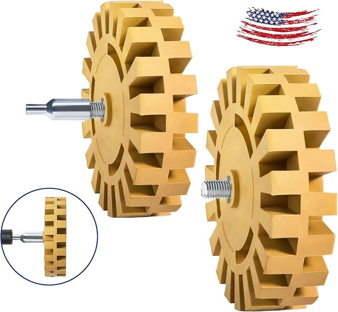 CowboyBOB 6 Pack Decal Remover Eraser Wheel Rubber Eraser Wheel for Drill Removes Car Stripes Vinyl Tapes and Graphics Rubber Eraser Wheel Tool Kit for Cars, RV, Motorcycles Sticker Remover Tool