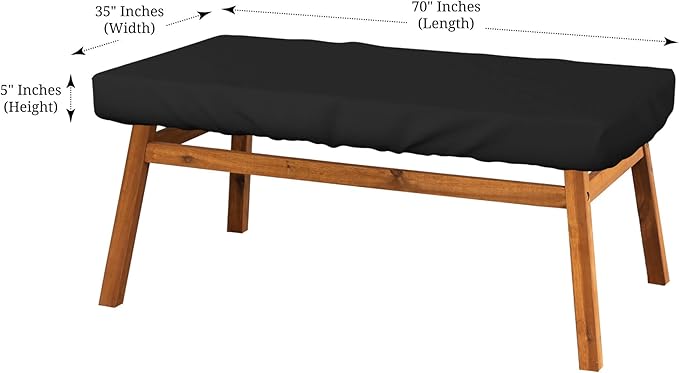 Covers & All Rectangle Table Top Cover, 12 Oz Waterproof UV & Weather Resistant Patio Table Cover, Outdoor Table Cover for Patio Furniture (70" L x 35" W x 5" H, Black)