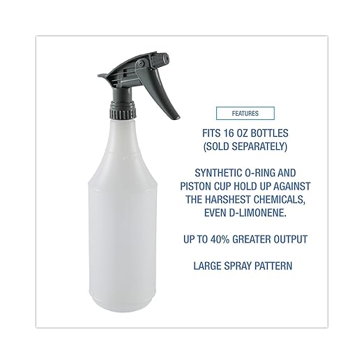 Boardwalk BWK72108 Chemical-Resistant Trigger Sprayer 320CR, Gray, 7-1/4"Tube (Case of 24)