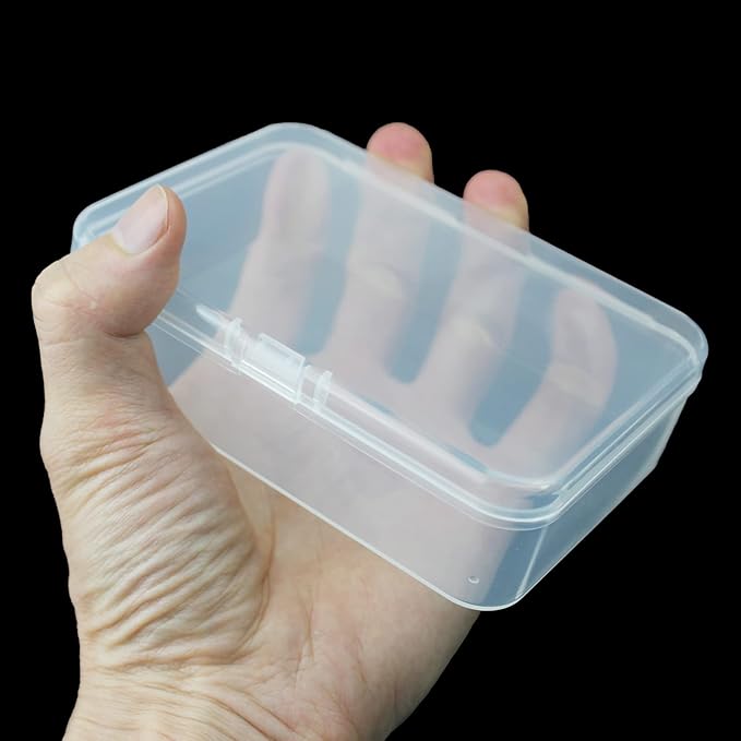 8 Pack Rectangular Clear Plastic Storage Containers Box with Hinged Lid for Beads and Other Small Craft Items (4.92 x 3.35 x 1.38 inch)