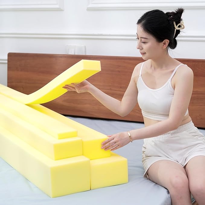 Bed Gap Filler, High Density Foam Mattress Extender for Headboard/Wall Gaps,2-Meter Extra Long Cut-to-Fit Yellow Foam Sponge Strip (78''x8''x4'')