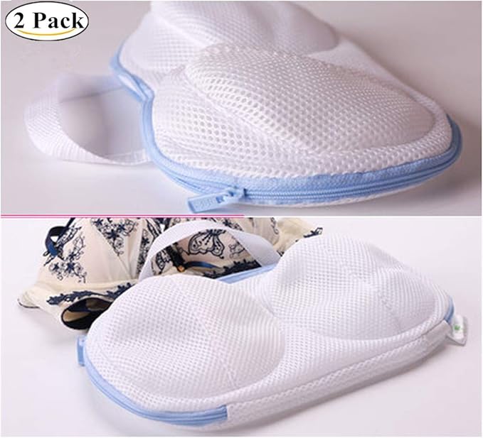 Wirefree Bra Laundry Bags for Washing Machine Underwear Mesh Wash Bags with Zipper Small Bra Protector in Washer Pack 2