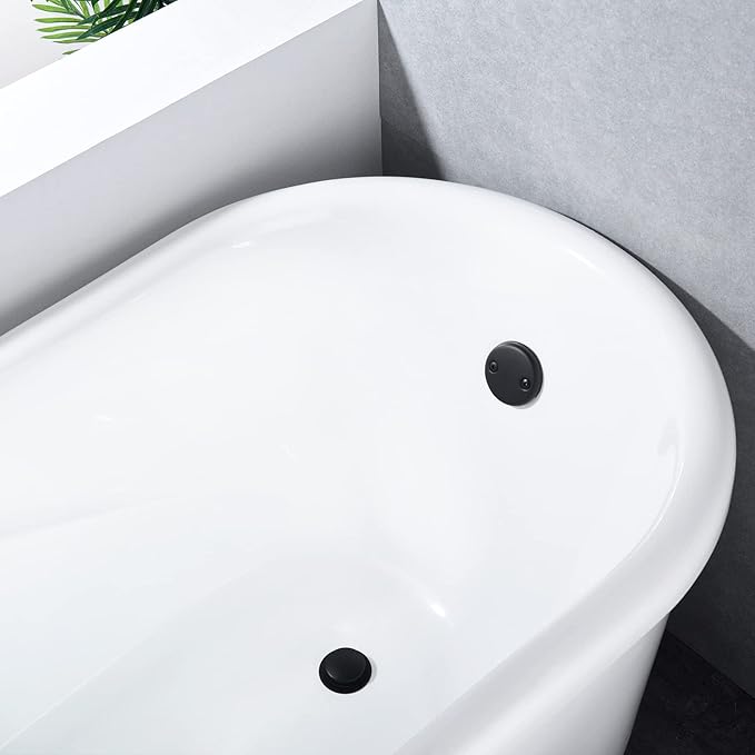 Brass Tip-Toe Tub Drain Kit with Basket Strainer and Two Hole Overflow Faceplate, Matte Black