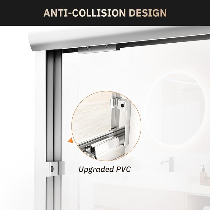 Shower Door 56-60" W x 72" H Semi-Frameless Double Sliding Bathroom Glass Shower Doors for Walk-in Shower with 1/4 inch Clear Tempered Glass, Chrome