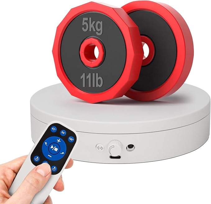 Motorized Rotating Display Stand with Remote, 7.87in 360 Electric Turntable for Display,Photography,3D Scanner Models, Motorized Lazy Susan and Photography Turntable Control Angle/Speed,Step/Swing/Continuous Rotation
