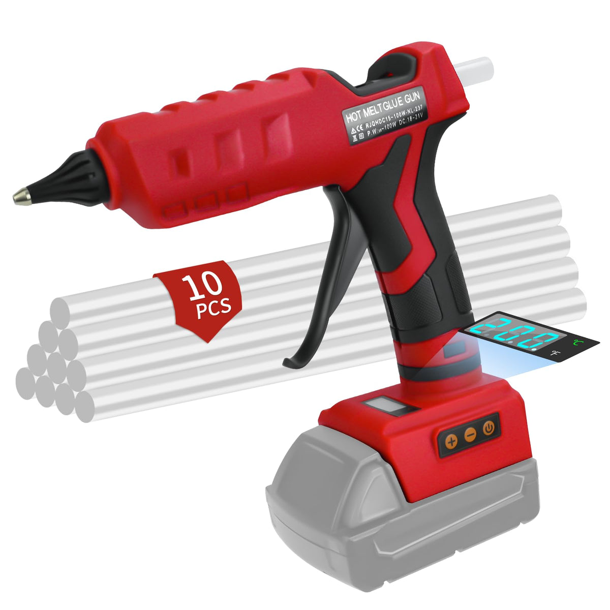 Cordless Hot Glue Gun for Milwaukee 18V Battery, 100W Wireless - Image 1