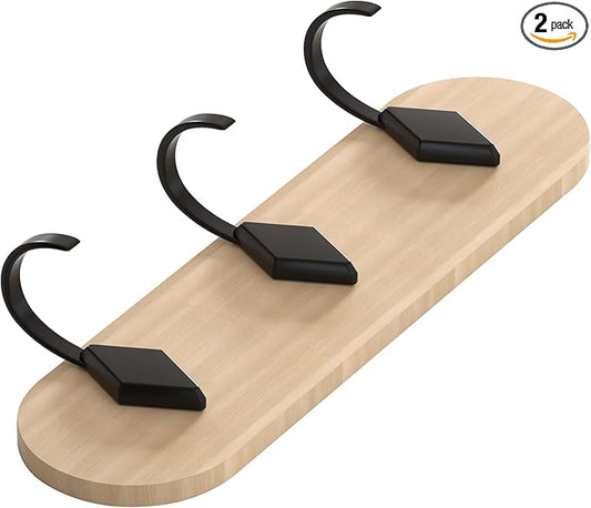 Kayqi 20 lbs (Max) Self Adhesive Aluminum Alloy Hooks for Bath, Kitchen, Bar, Office, Simple and Versatile, (Pack of 2)