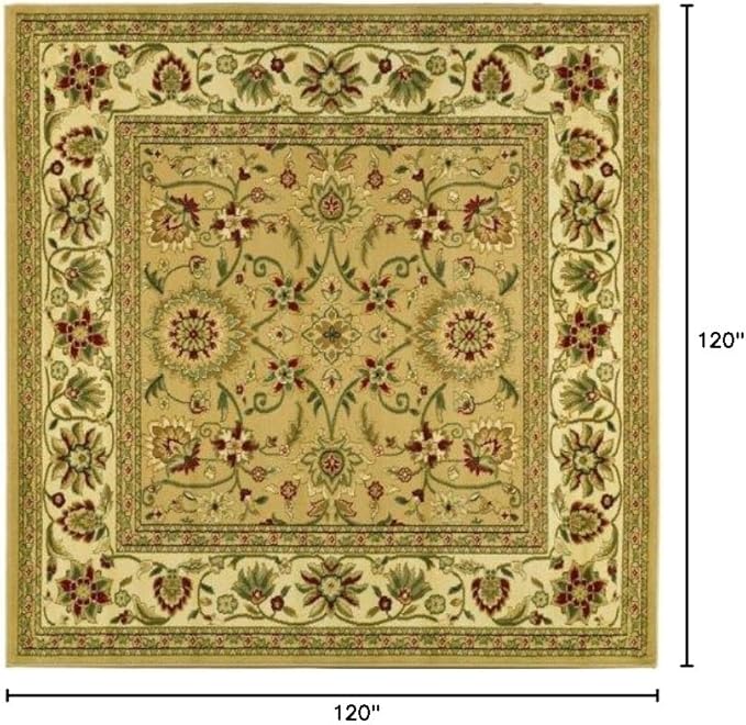 SAFAVIEH Lyndhurst Collection Area Rug - 10' Square, Beige & Ivory, Traditional Oriental Design, Non-Shedding & Easy Care, Ideal for High Traffic Areas in Living Room, Bedroom (LNH212D)