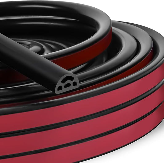 40Ft EPDM Rubber Weather Stripping Door Seal, Self-Adhesive Rubber Window Seal – Soundproof Weather Stripping Door Seal Strip for Doors & Windows(Black)