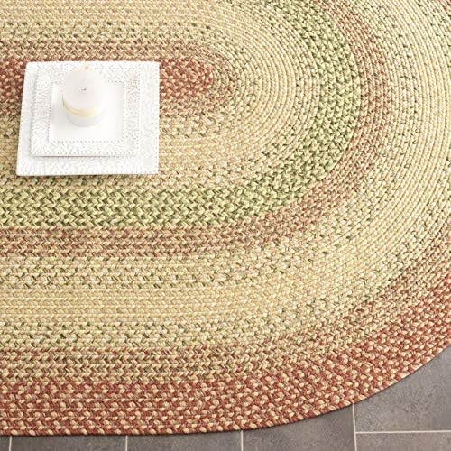 SAFAVIEH Washable Rug Outdoor Braided Collection - 6' x 9' Oval, Rust & Multi, Handmade & Reversible, Non-Shedding & Easy to Clean, Ideal for Patio, Backyard, Mudroom (BRD303A)