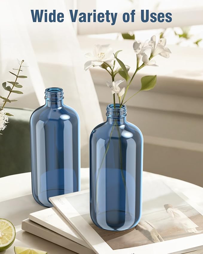 Glass Spray Bottle, Indigo Blue Glass Spray Bottle Set & Accessories Refillable for Plants Window Cleaners Aromatherapy Facial Hydration Watering Flowers Hair Care (2 Pack/16 oz)(Indigo)