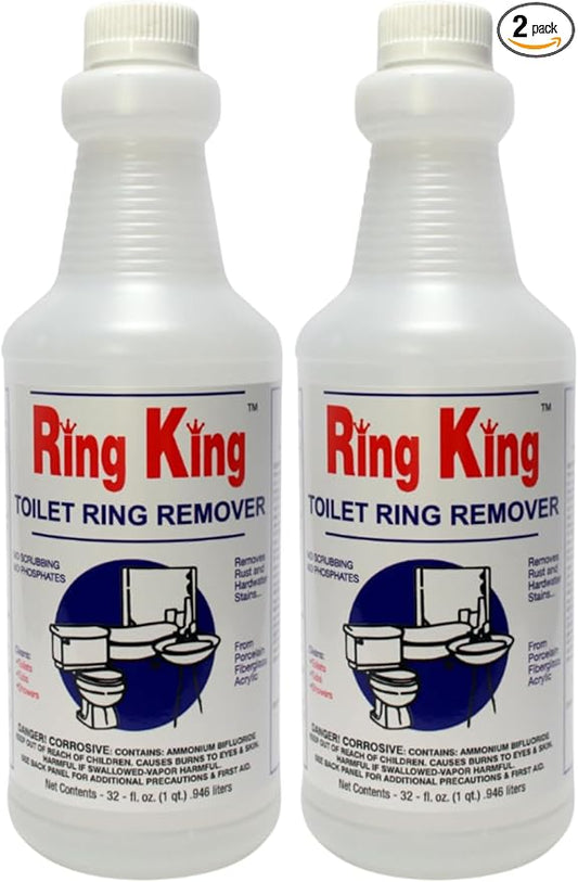 Amazon Brand - Ring King Toilet Bowl Cleaners | Toilet Bowl Cleaner Liquid 32oz Fast Acting Bathroom Cleaner For Calcium, Water, Rust, Red Clay & Lime Stains – No Scrubbing (Pack of 2)