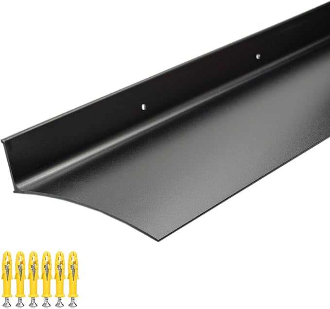 Heavy-Duty 5.12" W 43.3" L Door Rain Drip Guard Overhead,Aluminum Drip Cap for Exterior Doors Window Top,Rain Drip Edge Flashing,Water Deflector,Rain Diverter,Anodized Black 1PCS