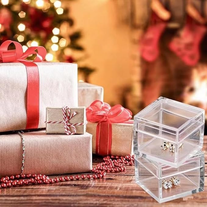 KissYou Small Acrylic Box Clear Box with Lid Acrylic Candy Boxes for Display Easter Party Decoration Plastic Square Cube