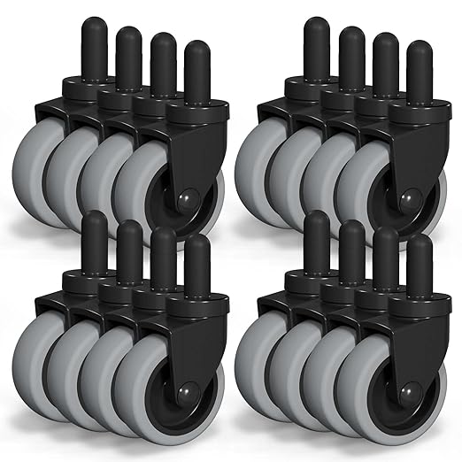 AAGUT Mop Bucket Casters Replacement 3" Set of 16 Swivel Bayonet Caster Non-Marking Thermoplastic Rubber Wheels Compatible with Rubbermaid Models& Wavebrake