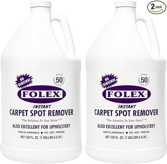 FOLEX 128 oz Instant Carpet Spot Remover Carpet Cleaner Gallon Refill - Removes Pet Accidents, Grease, Red Wine and More - 2 Pack