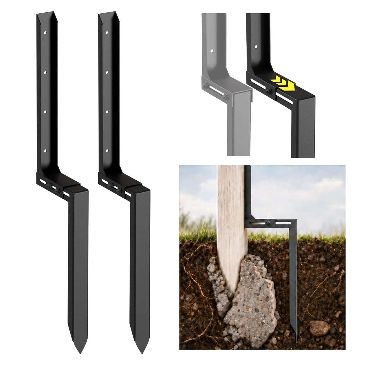 Fence Post Repair Kit 2-Pack, Offset up to 7 Inch - Image 1