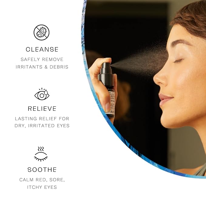 Avenova Eyelid & Eyelash Cleanser Spray 20ml Bottle 3-Pack + Moist Heating Eye Compress Mask Bundle – Pure Hypochlorous Acid & Reusable Mask