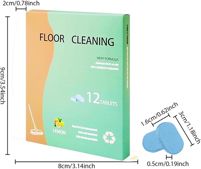 Floor Cleaning Tablets, 12PCS Floor Cleaner Tablets, High Shine & Deep Clean, Floor Cleaning Solution Tablet Lemon Scent, Flooring Protection Agent for Tile, Shine Wood (36PCS)