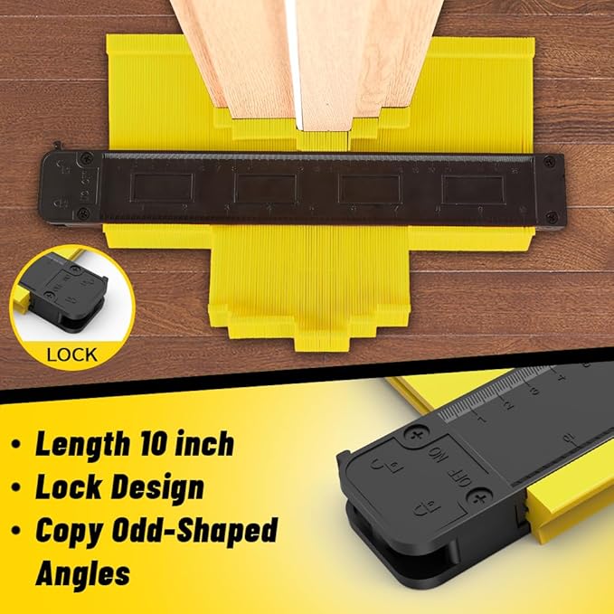 Laminate Flooring Tools, NAACOO LVP Installation Kit, Professional Vinyl Flooring Tools - Tapping Block with Handle, 10” Contour Gauge, Pull Bar, 2 in 1 Spacers, Double-Faced Mallet.