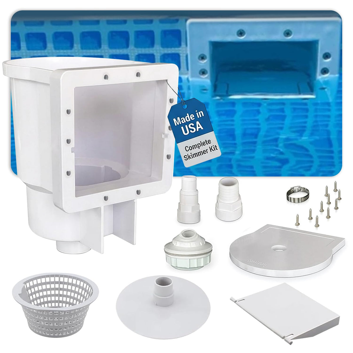 Above Ground Pool Skimmer - Made in USA, Square Mouth | Home Repair - Image 1