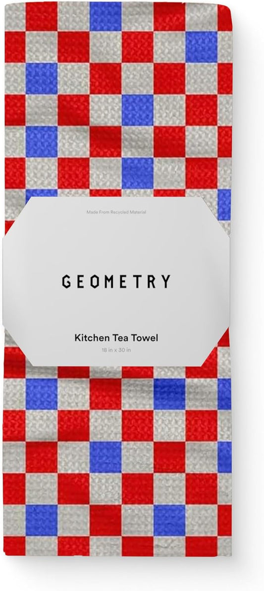 GEOMETRY Kitchen Towels - Quick Dry, Absorbent Microfiber Dish Towels for 4th of July, Memorial Day, Veterans Day, and Holiday Decor - Red, White, and Blue- Patriot Picnic