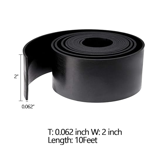 TORRAMI Solid Neoprene Rubber Strips Roll 1/16 (.062) inch Thick X 2 inch Wide X 10 Feet, for DIY Weather Stripping, Gasket, Seal