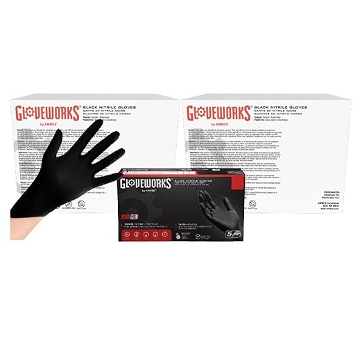 GLOVEWORKS Black Nitrile Gloves for Cooking, Food Prep, Disposable, 5 Mil, For Professional Cleaning, Medium, 2 Cases of 1000