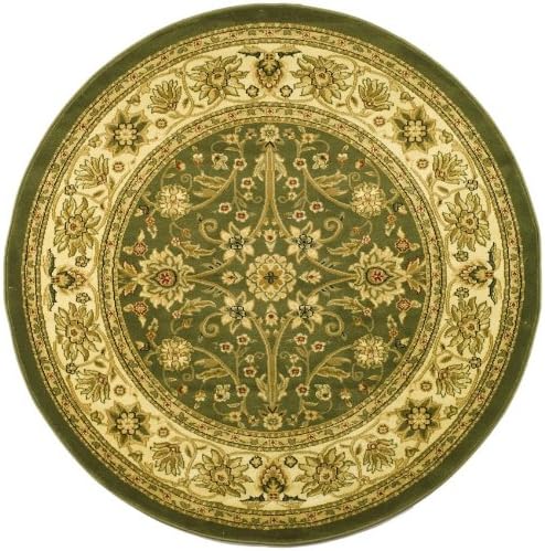 SAFAVIEH Lyndhurst Collection Area Rug - 6' Round, Sage & Ivory, Traditional Oriental Design, Non-Shedding & Easy Care, Ideal for High Traffic Areas in Living Room, Bedroom (LNH212C)