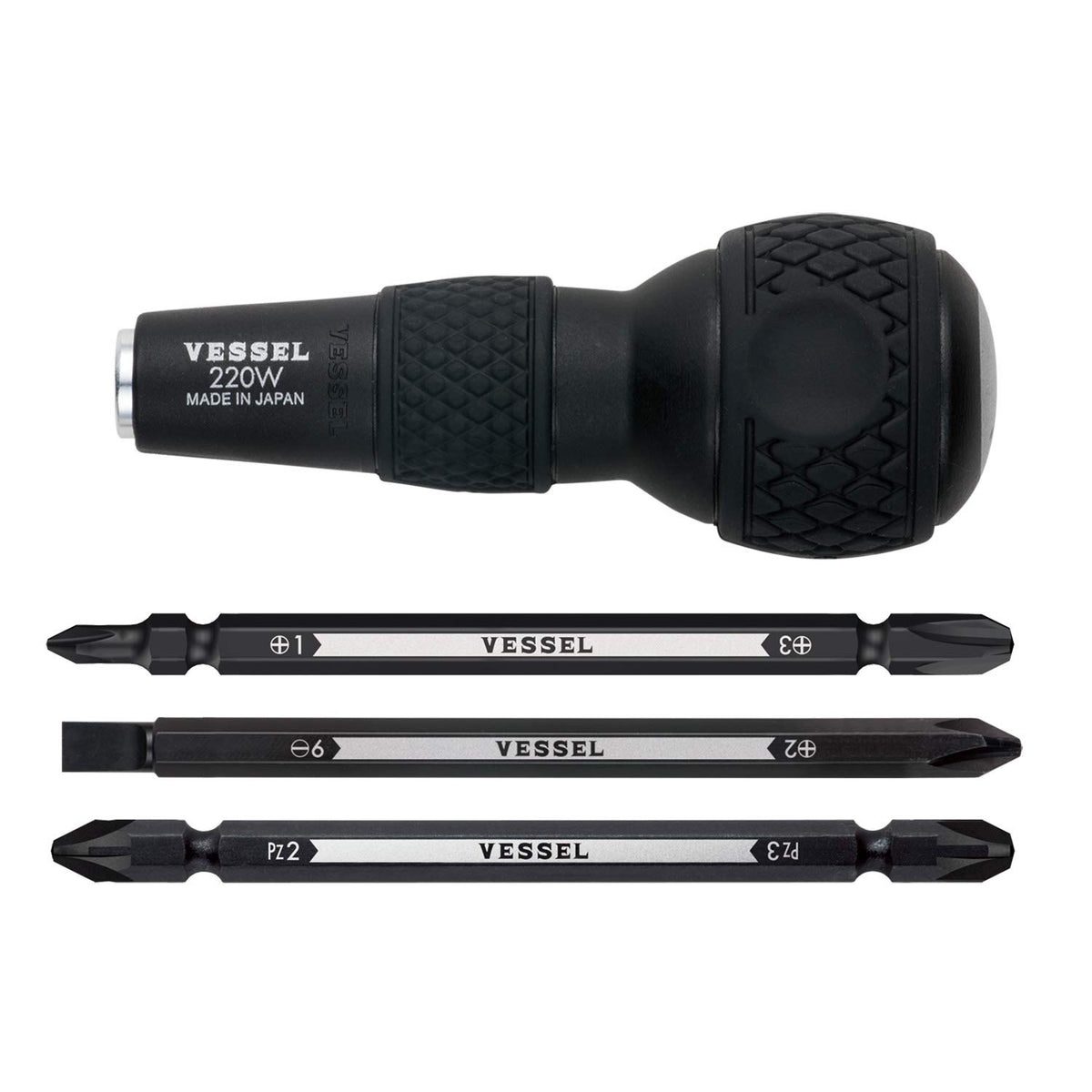 VESSEL BALL GRIP 1/4" Hex. Bit Interchangeable Screwdriver - Image 1