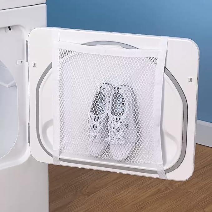 2 PCS white Shoe Drying Bag, Laundry Shoe with Zipper Strap Large Honey Comber Mesh for Dryer, shoes Washing Machine