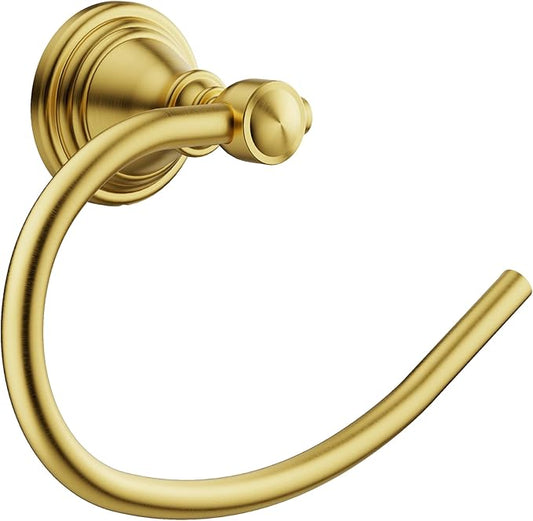 Gold Towel Ring for Bathroom, Stainless Steel Hand Towel Holder Wall Mounted, Brushed Finish Towel Holder Heavy Duty Towel Hanger for Bath