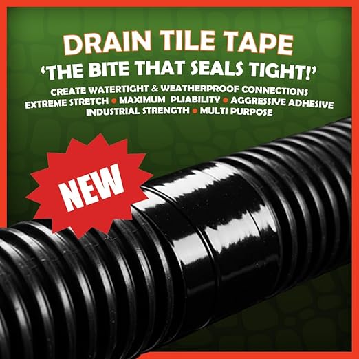 IrriGATOR Drain Tile Tape - 8.5 mil Premium Grade Stretchable PVC - 108ft Length - Ideal for Corrugated Metal Plastic and More (2" x 108ft)