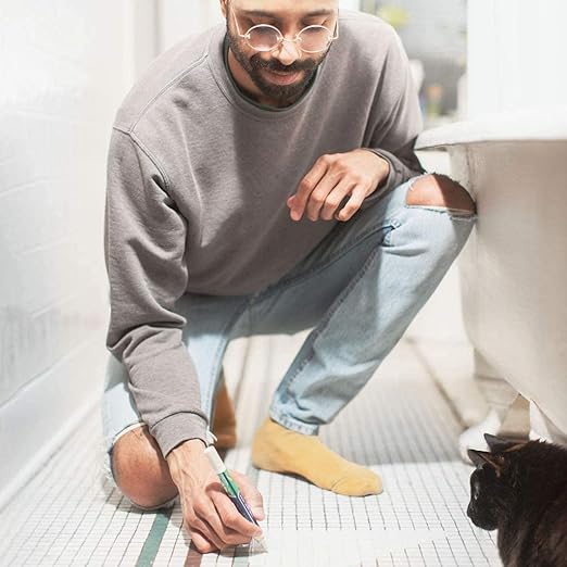 Grout Pen Tile Paint Marker: Terracotta 2 Pack with Extra Tips (Narrow, 5mm) & Large Terracotta (Wide, 15mm Tip) - Waterproof Grout Colorant and Sealer Pen to Renew, Repair, and Refresh Tile Grout