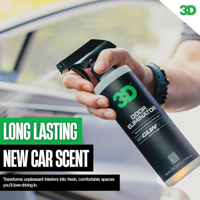 3D GLW Series Odor Eliminator – Professional Car Interior & Home Deodorizer Spray – Neutralizes Smoke, Pet & Food Smells at the Source – Fresh Clean Scent, Eco-Friendly & Biodegradable – Made in USA