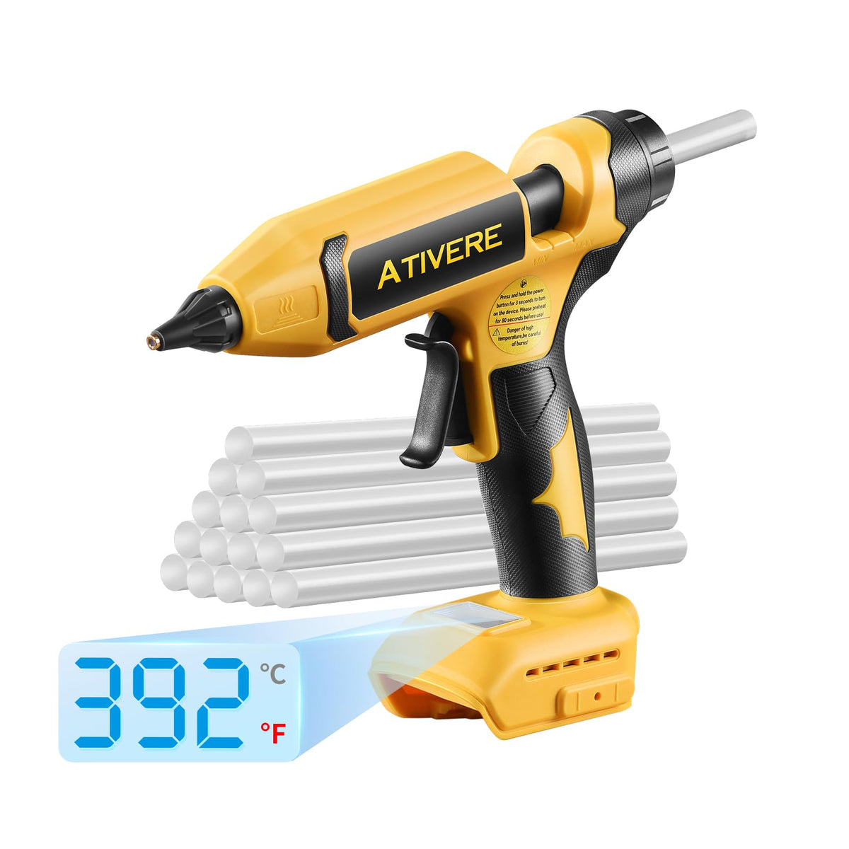 Cordless Hot Glue Gun 100W Adjustable Temp Display for DeWalt 20V - Image 1