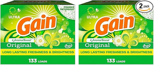 Gain Powder Laundry Detergent, Original Scent, 133 Loads, 123 OZ (Pack of 2)