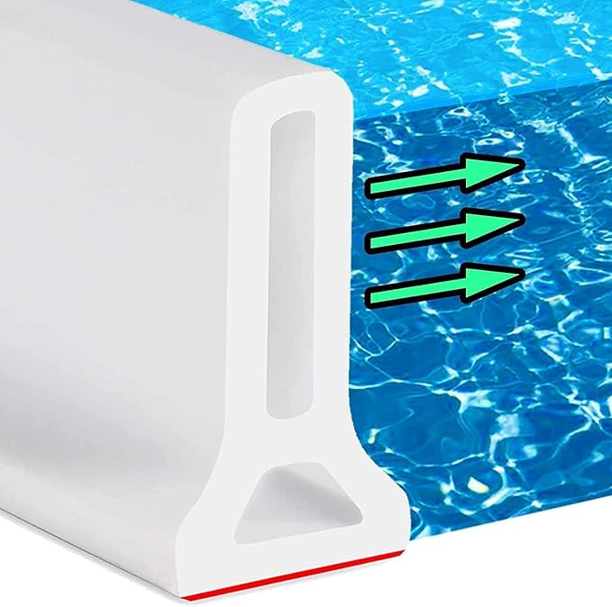 Hi-Na 3ft/5ft/6ft/8ft10ft Collapsible Shower Threshold Water Dam Water Barrier for Shower and Water Stopper Keeps Water Inside Water Threshold for Wet and Dry Separation (8ft, White)