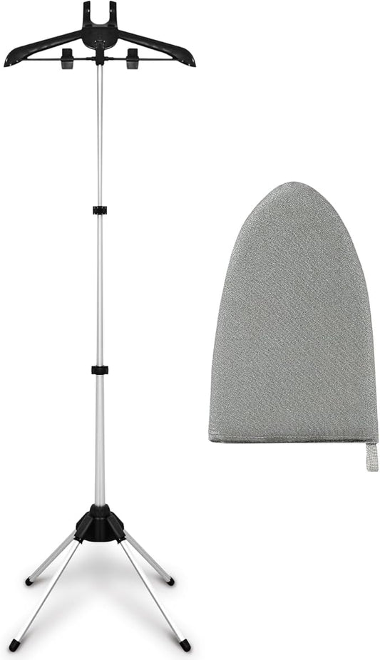 Garment Steamer Rack & Garment Ironing Glove for Steaming Clothes, Clothes Steam Rack, Adjustable StandingGarment Hanger Handled Mini Ironing Board, Hanging Steamer Ironing (Gloves + Clothes rack)