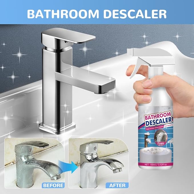 Bathroom Descaler Foam Cleaner, 2026 Upgrade Stubborn Stains Cleaner All Purpose Rinse Cleaning Foam, Multipurpose Bathrooms Cleaning Foam Spray for Kitchen Bath Shower Glass (1PC)