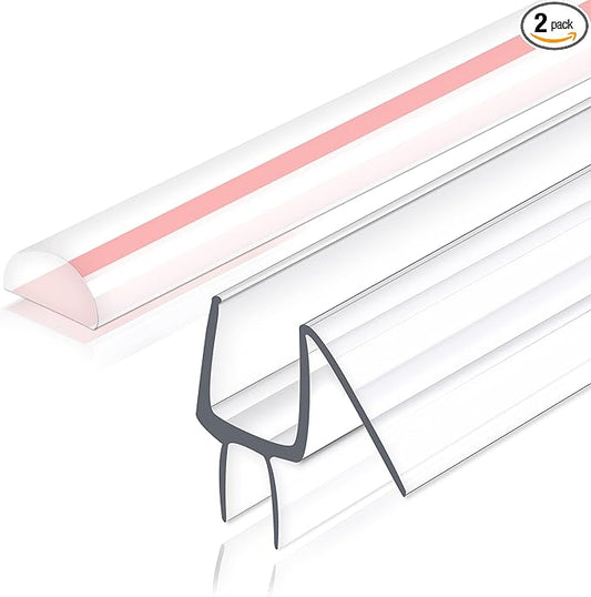 Frameless Shower Door Seal Strip 2 Pack x 39 Inch MD Glass Shower Door Bottom Seal Side Seal Strip Door Sweep for 3/8" Glass Ultra-Clear Polycarbonate Stop Shower Leaks Create A Water Barrier