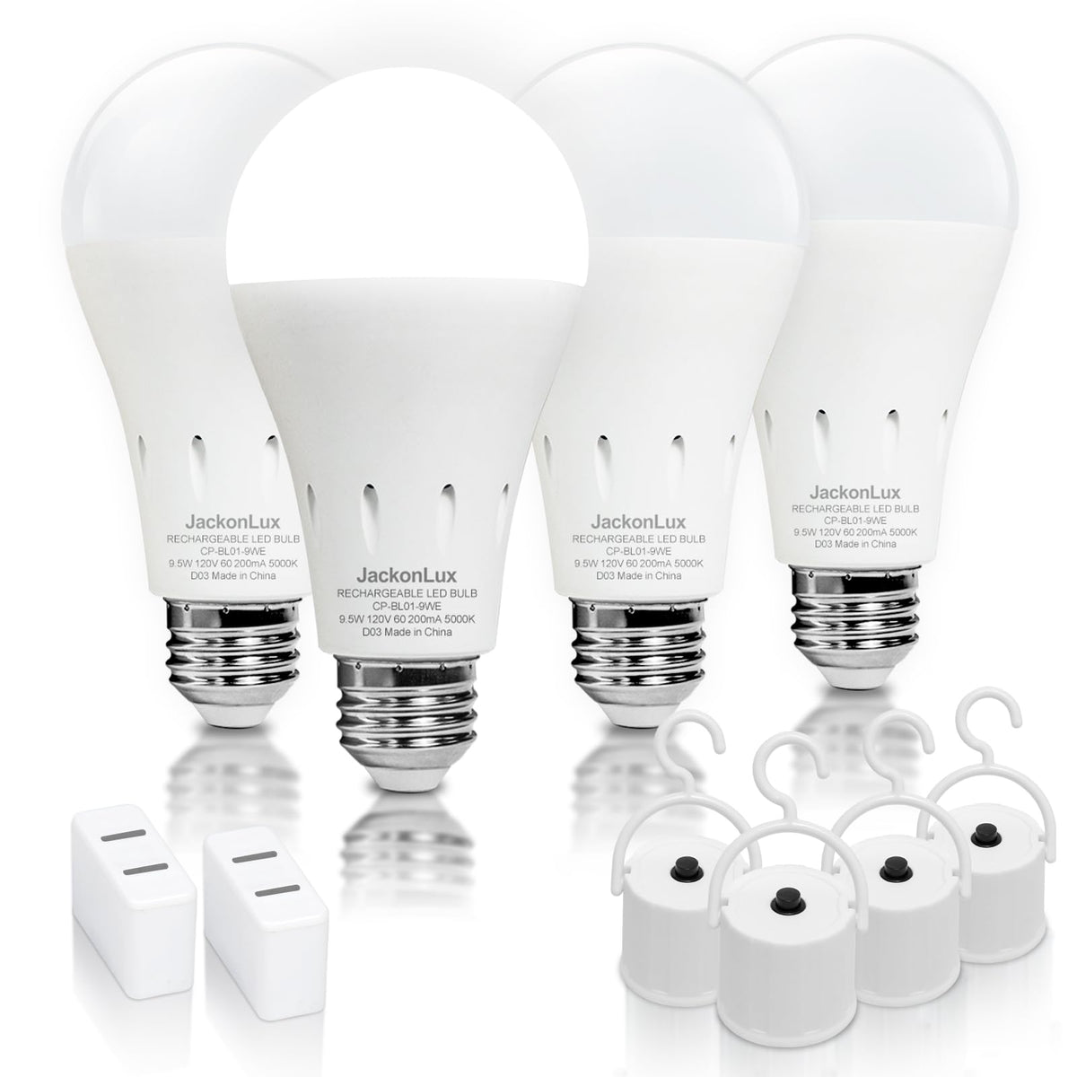 4 Pack Rechargeable Emergency Light Bulbs, Battery Operated Light - Image 1